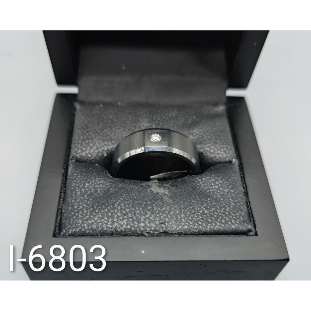 Black Beveled Band Ring Size 11